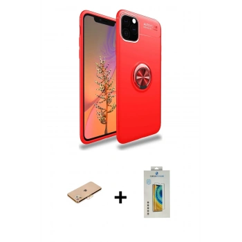 MARSİLYAN™- iPhone 11 Pro Kılıf Yankı Form Prime - Siyah Polymer Nano Ekran Koruyucu + Renkli Kamera Lens Koruma Cam - TU