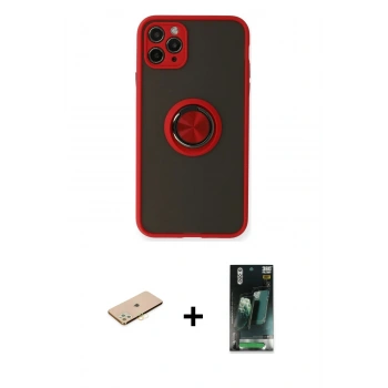 MARSİLYAN™- iPhone 11 Pro Kılıf Yörünge Çizgi - Şeffaf 360 Full Body Arka Koruyucu + Renkli Kamera Lens Koruma Cam - SI