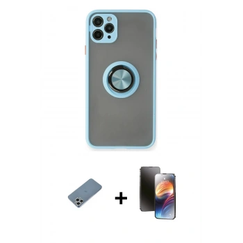 MARSİLYAN™- iPhone 11 Pro Kılıf Yörünge Çizgi - Siyah 3D Antistatik Mat Seramik Nano Ekran Koruyucu + Shine Kamera Lens Koruma Cam - GS