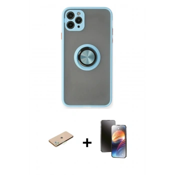 MARSİLYAN™- iPhone 11 Pro Kılıf Yörünge Çizgi - Siyah 3D Antistatik Mat Seramik Nano Ekran Koruyucu + Renkli Kamera Lens Koruma Cam - YL