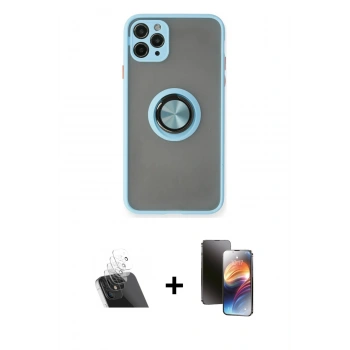 MARSİLYAN™- iPhone 11 Pro Kılıf Yörünge Çizgi - Siyah 3D Antistatik Mat Seramik Nano Ekran Koruyucu + Kamera Lens Koruma Cam - SF