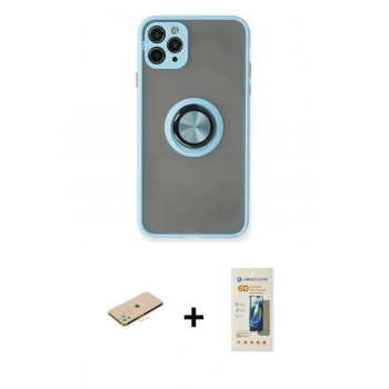 MARSİLYAN™- iPhone 11 Pro Kılıf Yörünge Çizgi - Siyah 6D Mat Seramik Hayalet Nano Ekran Koruyucu + Renkli Kamera Lens Koruma Cam - SI