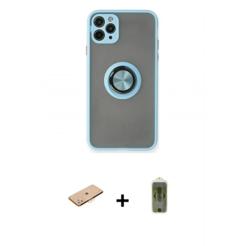 MARSİLYAN™- iPhone 11 Pro Kılıf Yörünge Çizgi - Siyah Joko Magic 5D Hayalet Cam + Renkli Kamera Lens Koruma Cam - TU