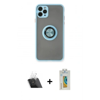 MARSİLYAN™- iPhone 11 Pro Kılıf Yörünge Çizgi - Siyah Polymer Nano Ekran Koruyucu + Kamera Lens Koruma Cam - SF