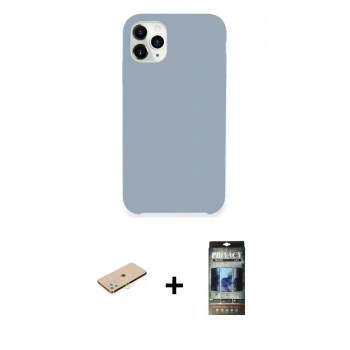 MARSİLYAN™- iPhone 11 Pro Kılıf Zirve Modern Özel Seri - Siyah 34D Hayalet Izgaralı Cam + Renkli Kamera Lens Koruma Cam - PE