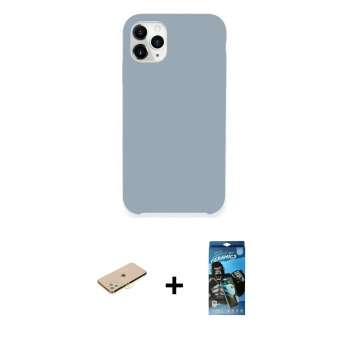 MARSİLYAN™- iPhone 11 Pro Kılıf Zirve Modern Özel Seri - Siyah 34D Izgaralı Cam + Renkli Kamera Lens Koruma Cam - PE