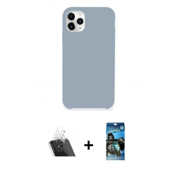 MARSİLYAN™- iPhone 11 Pro Kılıf Zirve Modern Özel Seri - Siyah 34D Izgaralı Cam + Kamera Lens Koruma Cam - SF