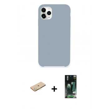 MARSİLYAN™- iPhone 11 Pro Kılıf Zirve Modern Özel Seri - Siyah 360 Mat Full Body Arka Koruyucu + Renkli Kamera Lens Koruma Cam - PE