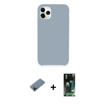 MARSİLYAN™- iPhone 11 Pro Kılıf Zirve Modern Özel Seri - Siyah 360 Mat Full Body Arka Koruyucu + Shine Kamera Lens Koruma Cam - SH