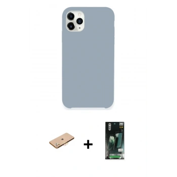 MARSİLYAN™- iPhone 11 Pro Kılıf Zirve Modern Özel Seri - Siyah 360 Mat Full Body Arka Koruyucu + Renkli Kamera Lens Koruma Cam - TU