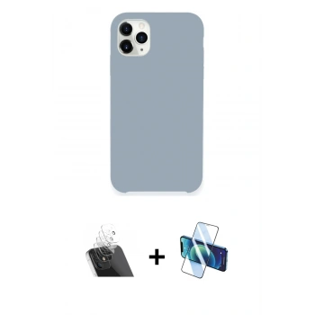 MARSİLYAN™- iPhone 11 Pro Kılıf Zirve Modern Özel Seri - Siyah 3D Antistatik Cam Ekran Koruyucu + Kamera Lens Koruma Cam - SF