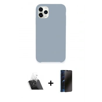 MARSİLYAN™- iPhone 11 Pro Kılıf Zirve Modern Özel Seri - Siyah 3D Antistatik Hayalet Cam Ekran Koruyucu + Kamera Lens Koruma Cam - SF