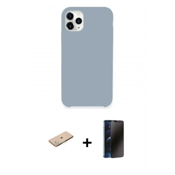 MARSİLYAN™- iPhone 11 Pro Kılıf Zirve Modern Özel Seri - Siyah 3D Antistatik Hayalet Cam Ekran Koruyucu + Renkli Kamera Lens Koruma Cam - YL