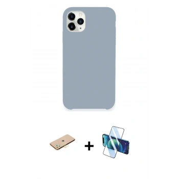 MARSİLYAN™- iPhone 11 Pro Kılıf Zirve Modern Özel Seri - Siyah 3D Antistatik Seramik Nano Ekran Koruyucu + Renkli Kamera Lens Koruma Cam - PE