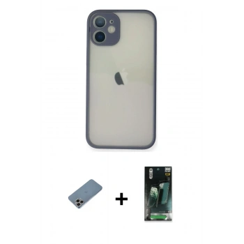 MARSİLYAN™- iPhone 11 Pro Max Kılıf Ahenk Çizgi Serisi - Şeffaf 360 Full Body Arka Koruyucu + Shine Kamera Lens Koruma Cam - GI
