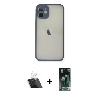 MARSİLYAN™- iPhone 11 Pro Max Kılıf Ahenk Çizgi Serisi - Şeffaf 360 Full Body Arka Koruyucu + Kamera Lens Koruma Cam - SF