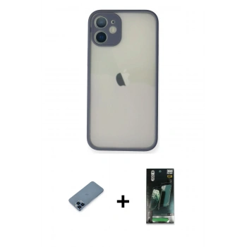 MARSİLYAN™- iPhone 11 Pro Max Kılıf Ahenk Çizgi Serisi - Şeffaf 360 Full Body Arka Koruyucu + Metal Kamera Lens Koruma Cam - MI