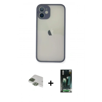 MARSİLYAN™- iPhone 11 Pro Max Kılıf Ahenk Çizgi Serisi - Şeffaf 360 Full Body Arka Koruyucu + Pers Alüminyum Kamera Lens - YL