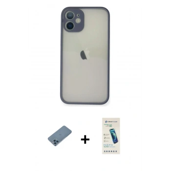 MARSİLYAN™- iPhone 11 Pro Max Kılıf Ahenk Çizgi Serisi - Şeffaf Pasifik Cam Ekran Koruyucu + Shine Kamera Lens Koruma Cam - MI