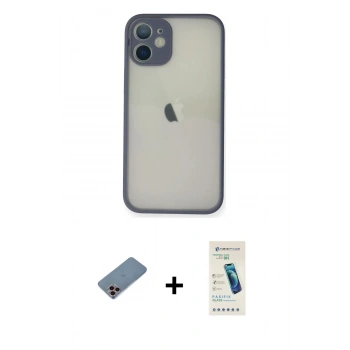 MARSİLYAN™- iPhone 11 Pro Max Kılıf Ahenk Çizgi Serisi - Şeffaf Pasifik Cam Ekran Koruyucu + Shine Kamera Lens Koruma Cam - PE