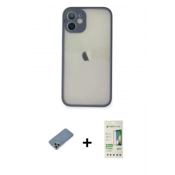 MARSİLYAN™- iPhone 11 Pro Max Kılıf Ahenk Çizgi Serisi - Siyah 20D Premium Cam Ekran Koruyucu + Metal Kamera Lens Koruma Cam - AKYL