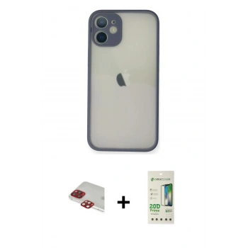 MARSİLYAN™- iPhone 11 Pro Max Kılıf Ahenk Çizgi Serisi - Siyah 20D Premium Cam Ekran Koruyucu + Pers Alüminyum Kamera Lens - KI