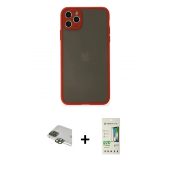 MARSİLYAN™- iPhone 11 Pro Max Kılıf Ahenk Çizgi Serisi - Siyah 20D Premium Cam Ekran Koruyucu + Pers Alüminyum Kamera Lens - YL