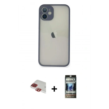 MARSİLYAN™- iPhone 11 Pro Max Kılıf Ahenk Çizgi Serisi - Siyah 34D Hayalet Izgaralı Cam + Pers Alüminyum Kamera Lens - KI