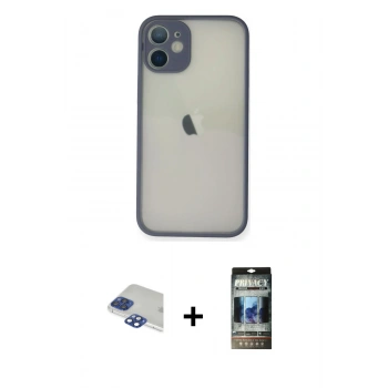 MARSİLYAN™- iPhone 11 Pro Max Kılıf Ahenk Çizgi Serisi - Siyah 34D Hayalet Izgaralı Cam + Pers Alüminyum Kamera Lens - LT