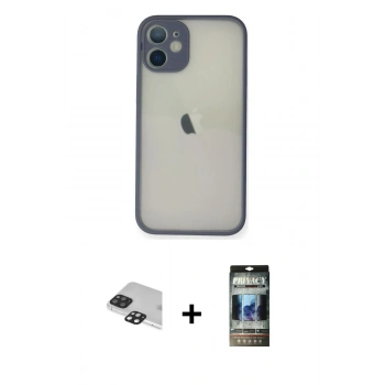 MARSİLYAN™- iPhone 11 Pro Max Kılıf Ahenk Çizgi Serisi - Siyah 34D Hayalet Izgaralı Cam + Pers Alüminyum Kamera Lens - SH