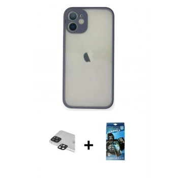 MARSİLYAN™- iPhone 11 Pro Max Kılıf Ahenk Çizgi Serisi - Siyah 34D Izgaralı Cam + Pers Alüminyum Kamera Lens - SH