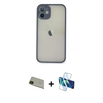MARSİLYAN™- iPhone 11 Pro Max Kılıf Ahenk Çizgi Serisi - Siyah 3D Antistatik Seramik Nano Ekran Koruyucu + Rainbow Kamera Lens Koruma Cam - YL