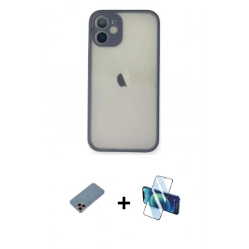 MARSİLYAN™- iPhone 11 Pro Max Kılıf Ahenk Çizgi Serisi - Siyah 3D Antistatik Seramik Nano Ekran Koruyucu + Shine Kamera Lens Koruma Cam - PE