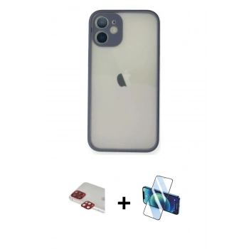 MARSİLYAN™- iPhone 11 Pro Max Kılıf Ahenk Çizgi Serisi - Siyah 3D Antistatik Seramik Nano Ekran Koruyucu + Pers Alüminyum Kamera Lens - KI