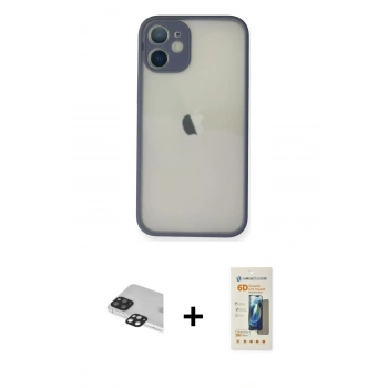 MARSİLYAN™- iPhone 11 Pro Max Kılıf Ahenk Çizgi Serisi - Siyah 6D Mat Seramik Hayalet Nano Ekran Koruyucu + Pers Alüminyum Kamera Lens - SH
