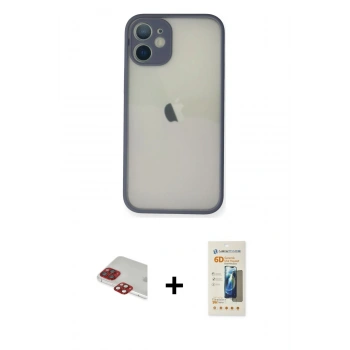MARSİLYAN™- iPhone 11 Pro Max Kılıf Ahenk Çizgi Serisi - Siyah 6D Mat Seramik Hayalet Nano Ekran Koruyucu + Pers Alüminyum Kamera Lens - KI