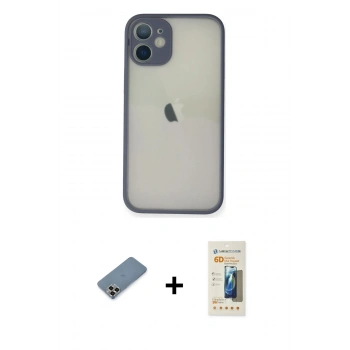 MARSİLYAN™- iPhone 11 Pro Max Kılıf Ahenk Çizgi Serisi - Siyah 6D Mat Seramik Hayalet Nano Ekran Koruyucu + Metal Kamera Lens Koruma Cam - GD
