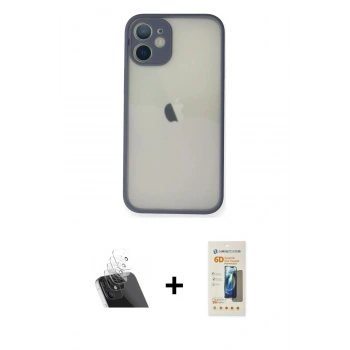MARSİLYAN™- iPhone 11 Pro Max Kılıf Ahenk Çizgi Serisi - Siyah 6D Mat Seramik Hayalet Nano Ekran Koruyucu + Kamera Lens Koruma Cam - SF