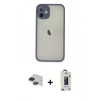 MARSİLYAN™- iPhone 11 Pro Max Kılıf Ahenk Çizgi Serisi - Siyah Bilvis Hayalet Cam Ekran Koruyucu + Pers Alüminyum Kamera Lens - SH