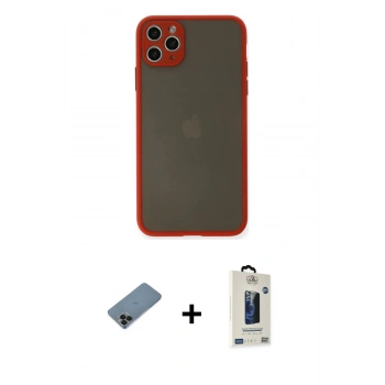MARSİLYAN™- iPhone 11 Pro Max Kılıf Ahenk Çizgi Serisi - Siyah Bilvis Hayalet Cam Ekran Koruyucu + Shine Kamera Lens Koruma Cam - SH