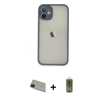 MARSİLYAN™- iPhone 11 Pro Max Kılıf Ahenk Çizgi Serisi - Siyah Joko Magic 5D Hayalet Cam + Rainbow Kamera Lens Koruma Cam - YL