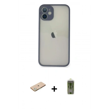 MARSİLYAN™- iPhone 11 Pro Max Kılıf Ahenk Çizgi Serisi - Siyah Joko Magic 5D Hayalet Cam + Renkli Kamera Lens Koruma Cam - YL