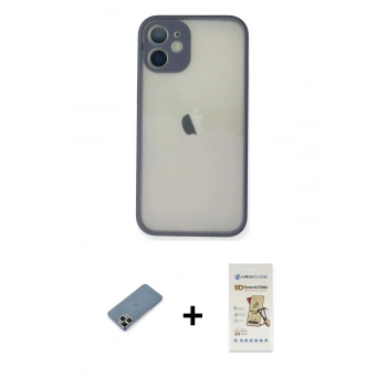 MARSİLYAN™- iPhone 11 Pro Max Kılıf Ahenk Çizgi Serisi - Siyah Mat Seramik Nano Ekran Koruyucu + Metal Kamera Lens Koruma Cam - AKYL