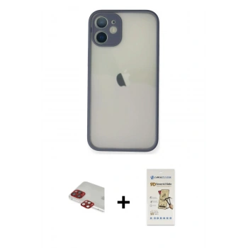 MARSİLYAN™- iPhone 11 Pro Max Kılıf Ahenk Çizgi Serisi - Siyah Mat Seramik Nano Ekran Koruyucu + Pers Alüminyum Kamera Lens - KI
