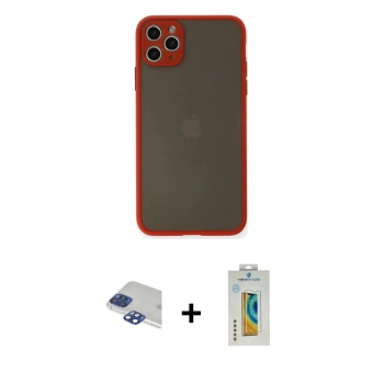 MARSİLYAN™- iPhone 11 Pro Max Kılıf Ahenk Çizgi Serisi - Siyah Polymer Nano Ekran Koruyucu + Pers Alüminyum Kamera Lens - LT