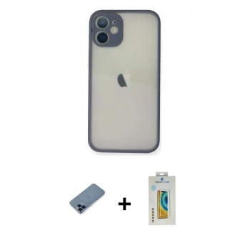 MARSİLYAN™- iPhone 11 Pro Max Kılıf Ahenk Çizgi Serisi - Siyah Polymer Nano Ekran Koruyucu + Metal Kamera Lens Koruma Cam - MI