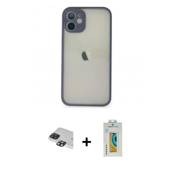 MARSİLYAN™- iPhone 11 Pro Max Kılıf Ahenk Çizgi Serisi - Siyah Polymer Nano Ekran Koruyucu + Pers Alüminyum Kamera Lens - SH
