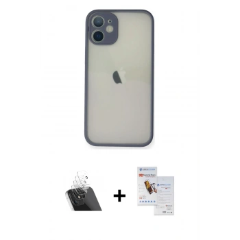 MARSİLYAN™- iPhone 11 Pro Max Kılıf Ahenk Çizgi Serisi - Siyah Seramik Nano Ekran Koruyucu + Kamera Lens Koruma Cam - SF