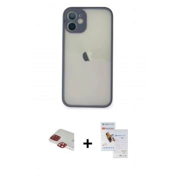 MARSİLYAN™- iPhone 11 Pro Max Kılıf Ahenk Çizgi Serisi - Siyah Seramik Nano Ekran Koruyucu + Pers Alüminyum Kamera Lens - KI