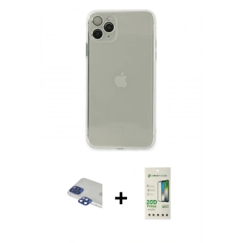 MARSİLYAN™- iPhone 11 Pro Max Kılıf Ahenk Doku - Siyah 20D Premium Cam Ekran Koruyucu + Pers Alüminyum Kamera Lens - LT